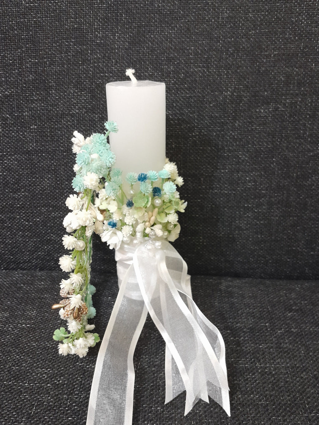 Decorated candle and crown baptism /holy communion