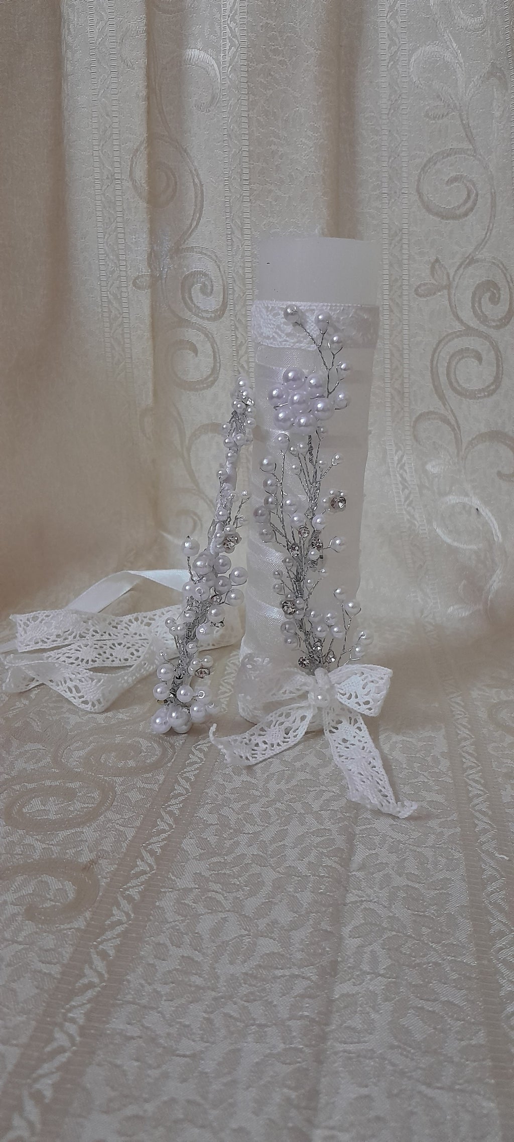 Decorated candle and crown baptism /holy communion