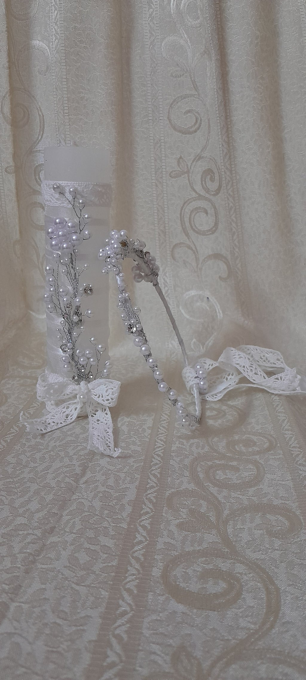 Decorated candle and crown baptism /holy communion