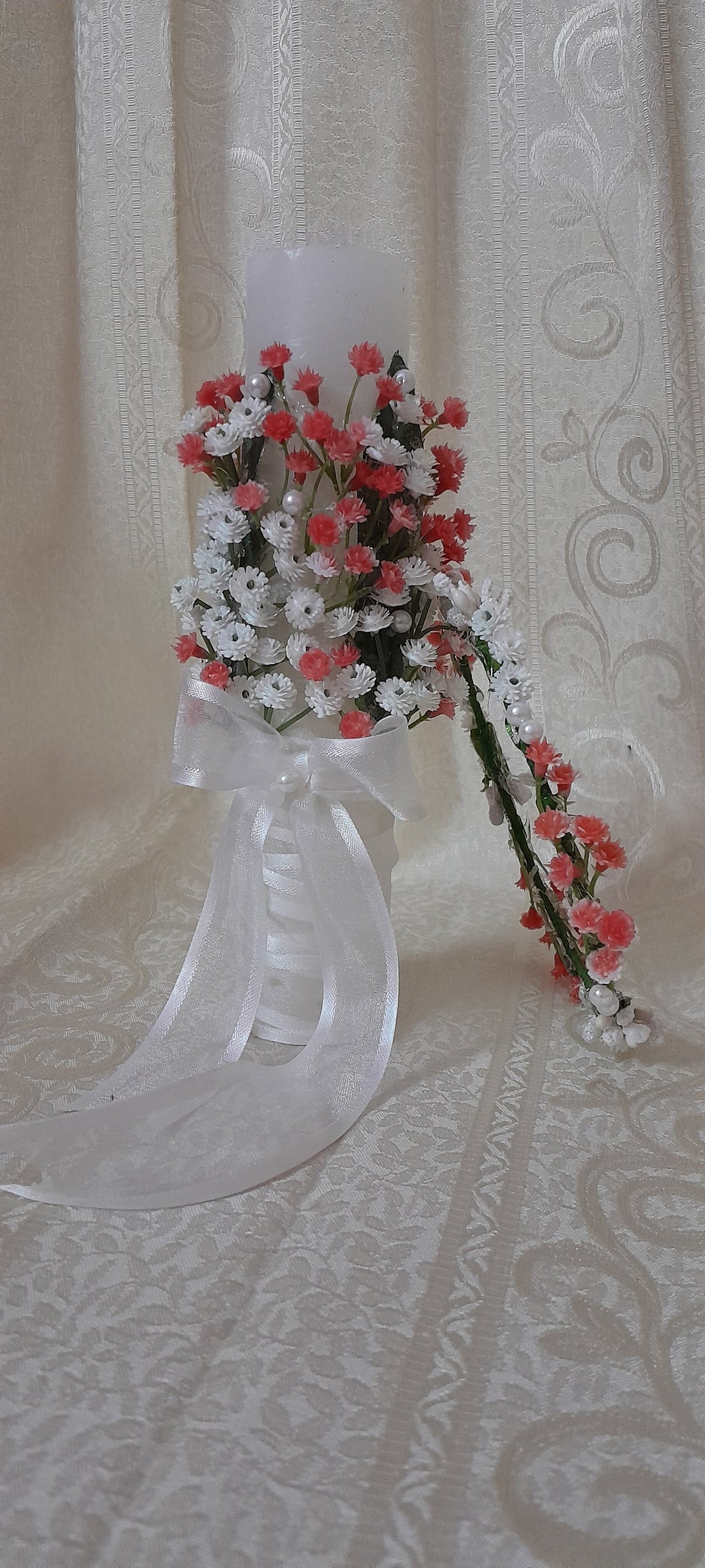 Decorated candle and crown baptism /holy communion