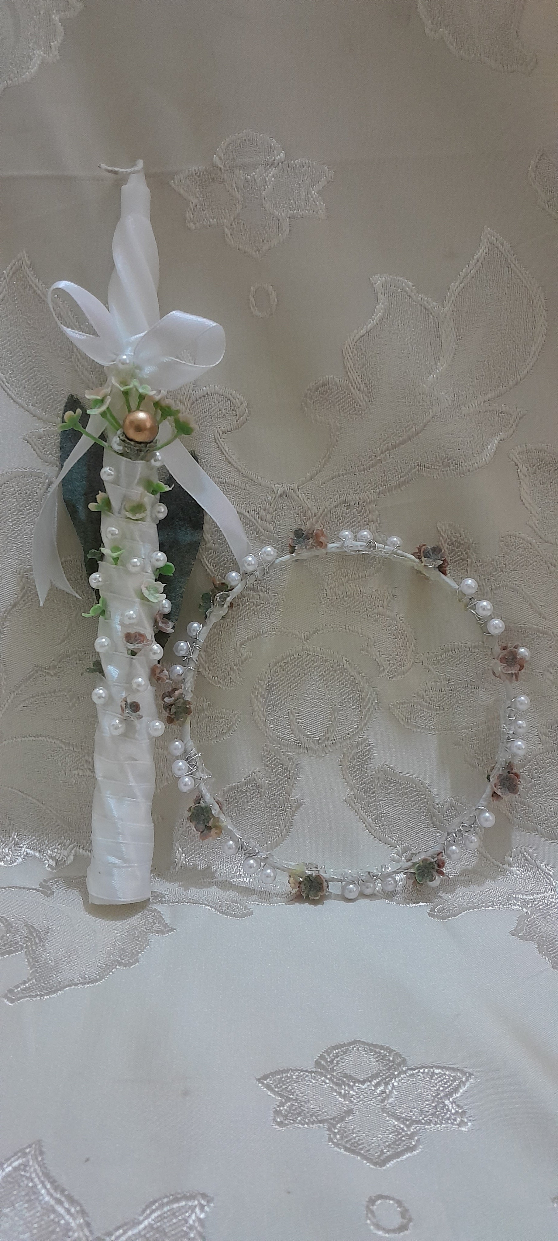 Baptism candle and crown