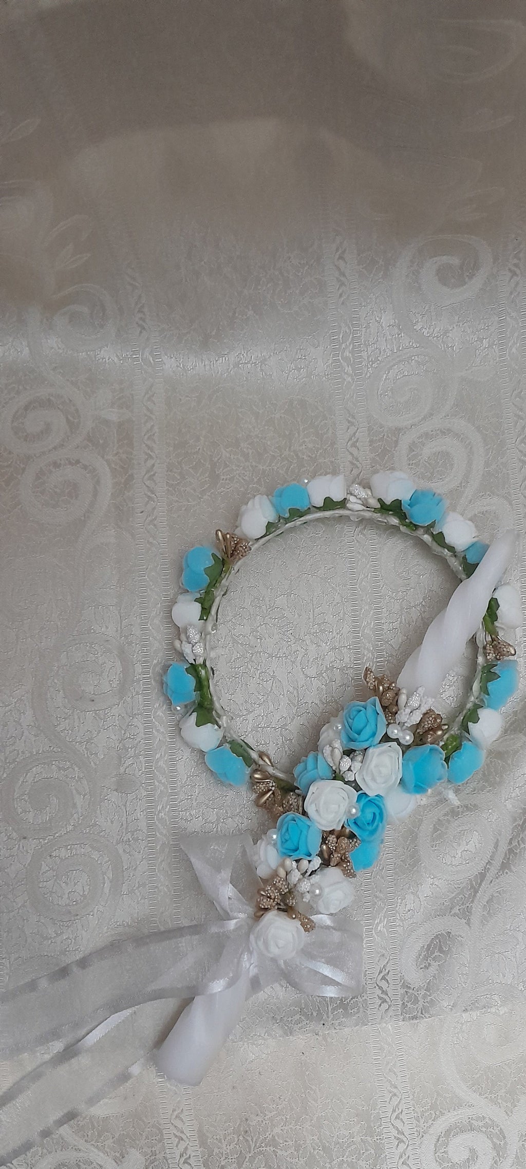 Baptism candle and crown