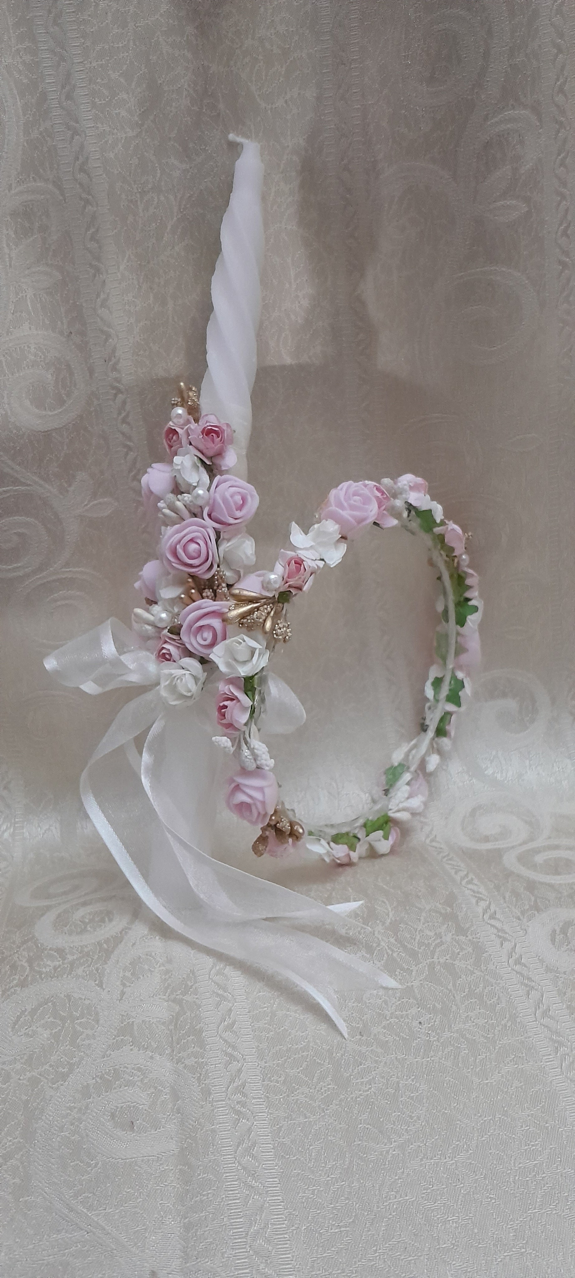 Baptism candle and crown