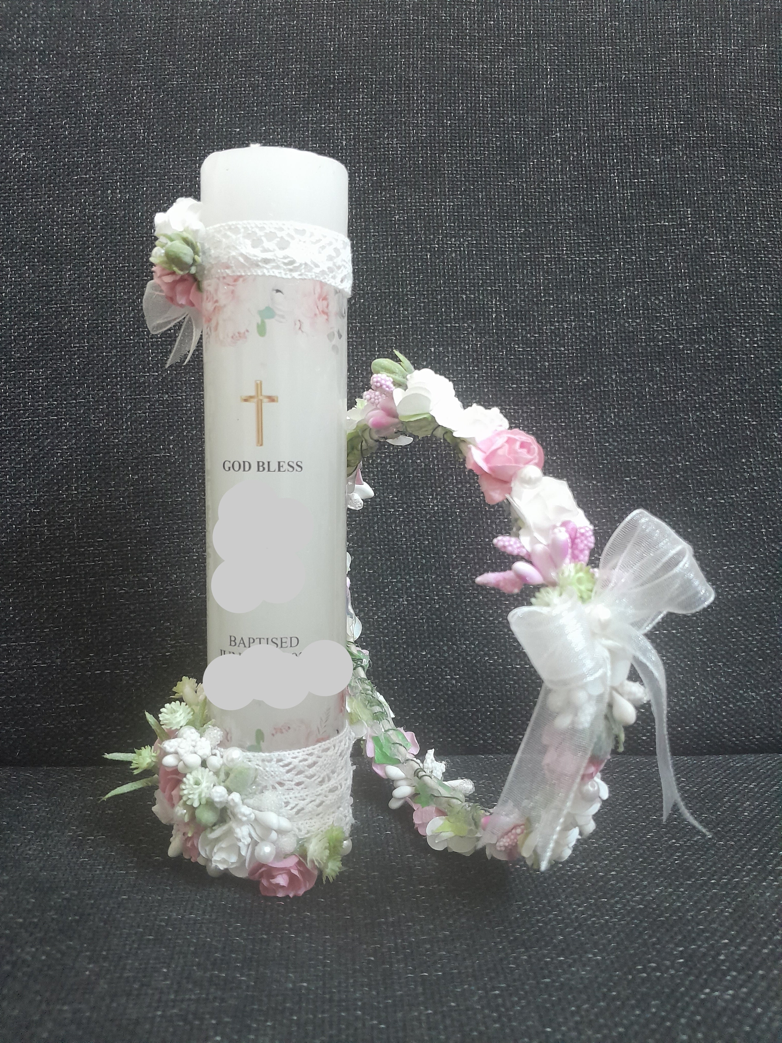 Decorated candle and crown baptism /holy communion