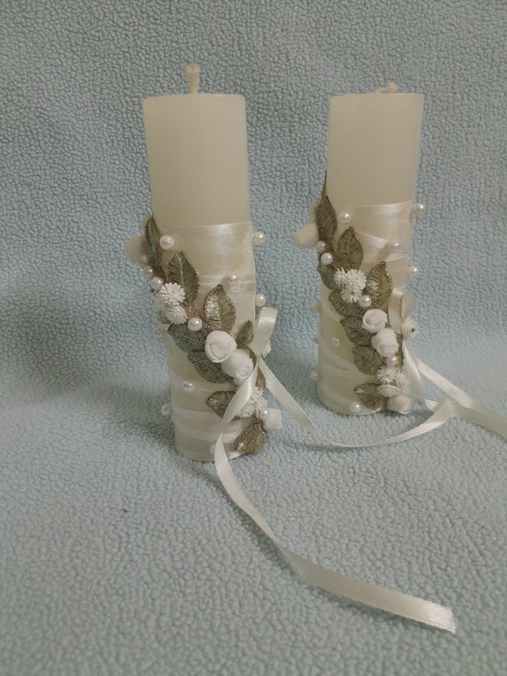 Decorated lace candle for Baptism and Holy communion