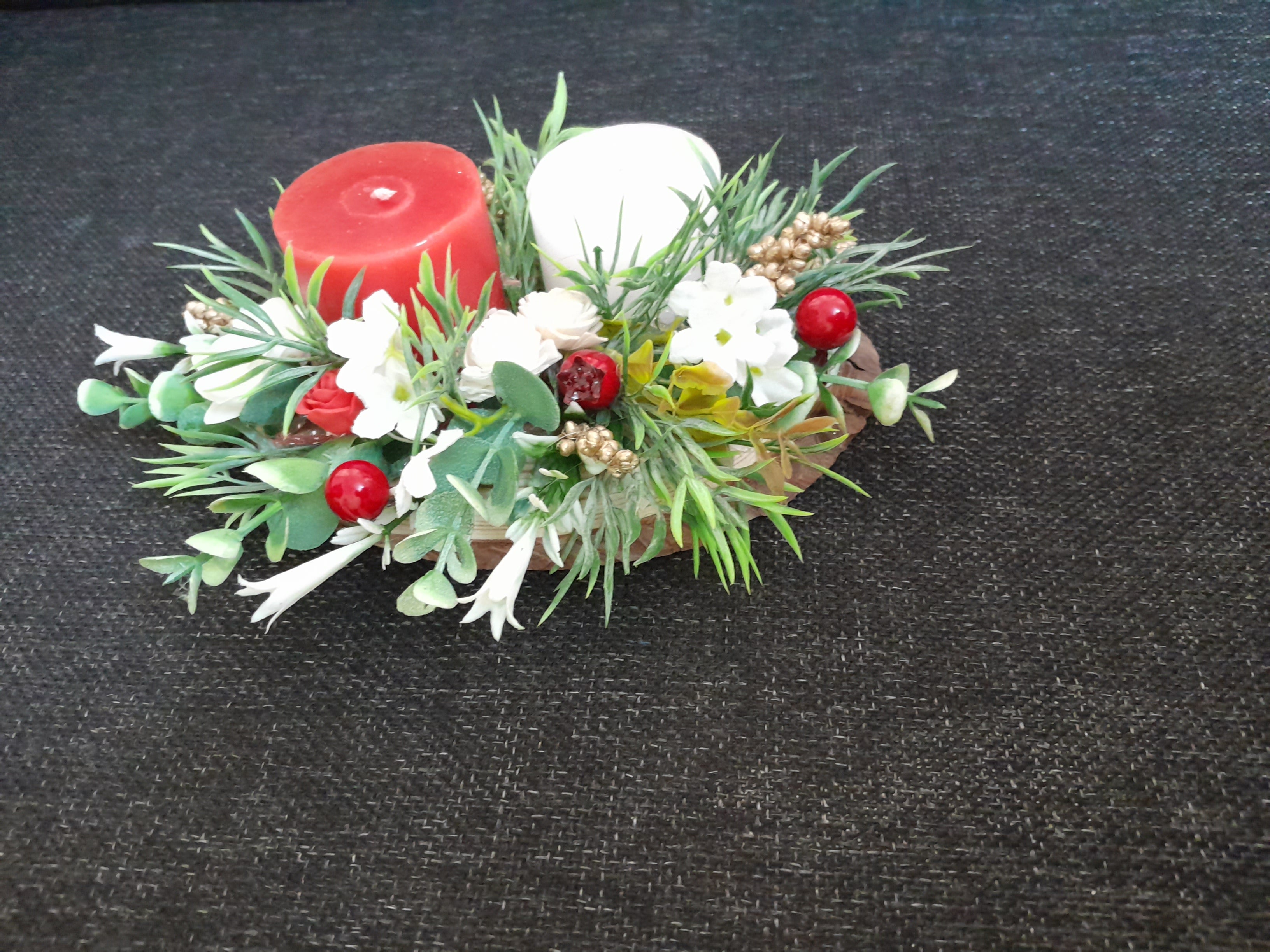 Red and White Candle set Table decor