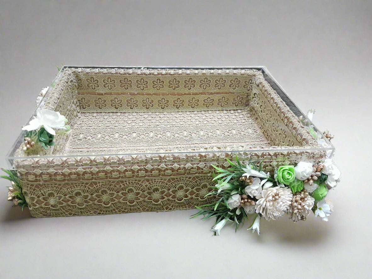 Wedding tray with glass top