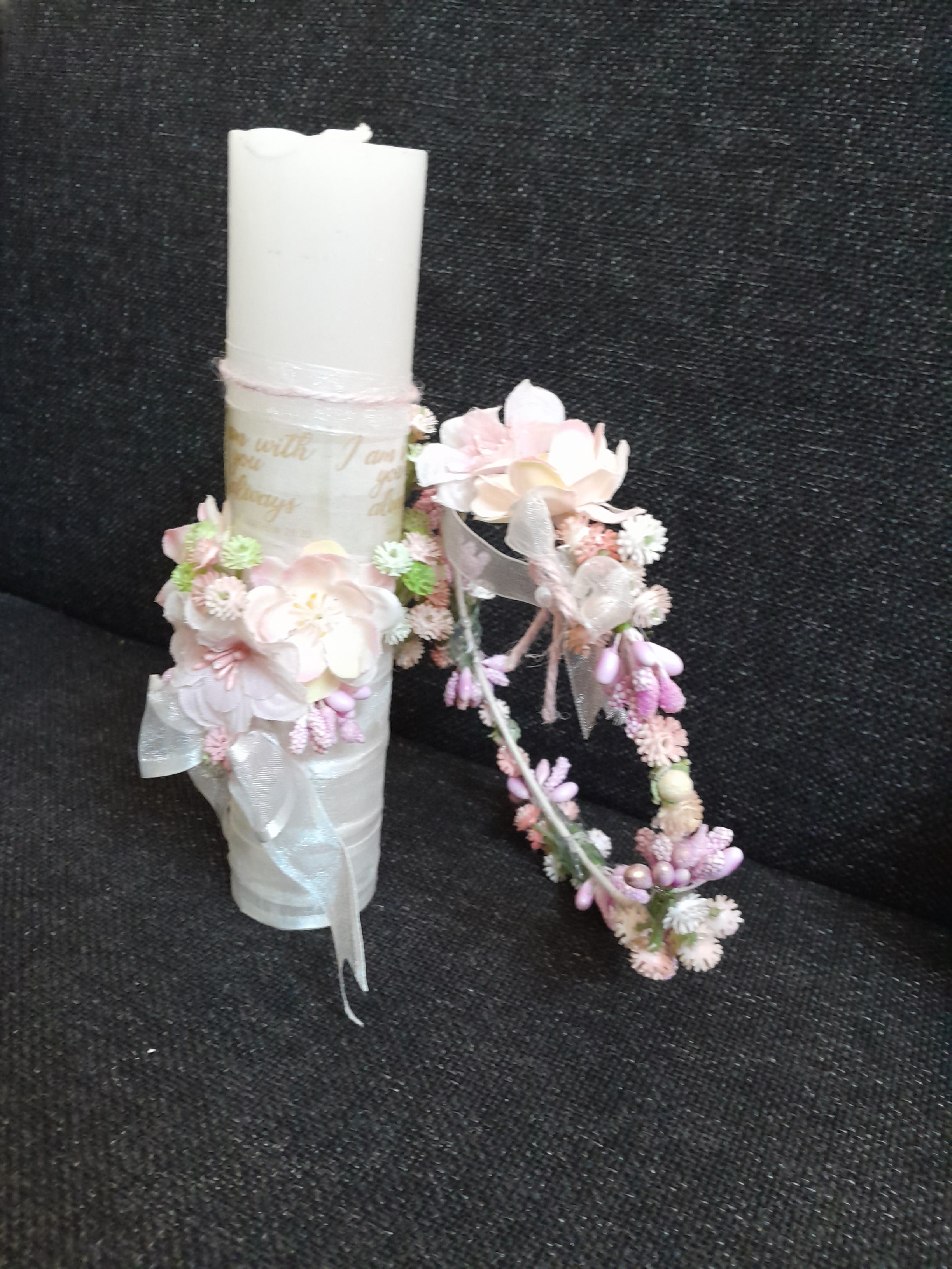 Decorated candle and crown baptism /holy communion