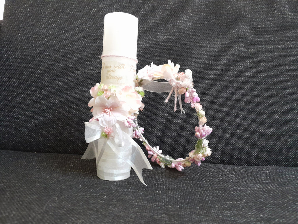 Decorated candle and crown baptism /holy communion