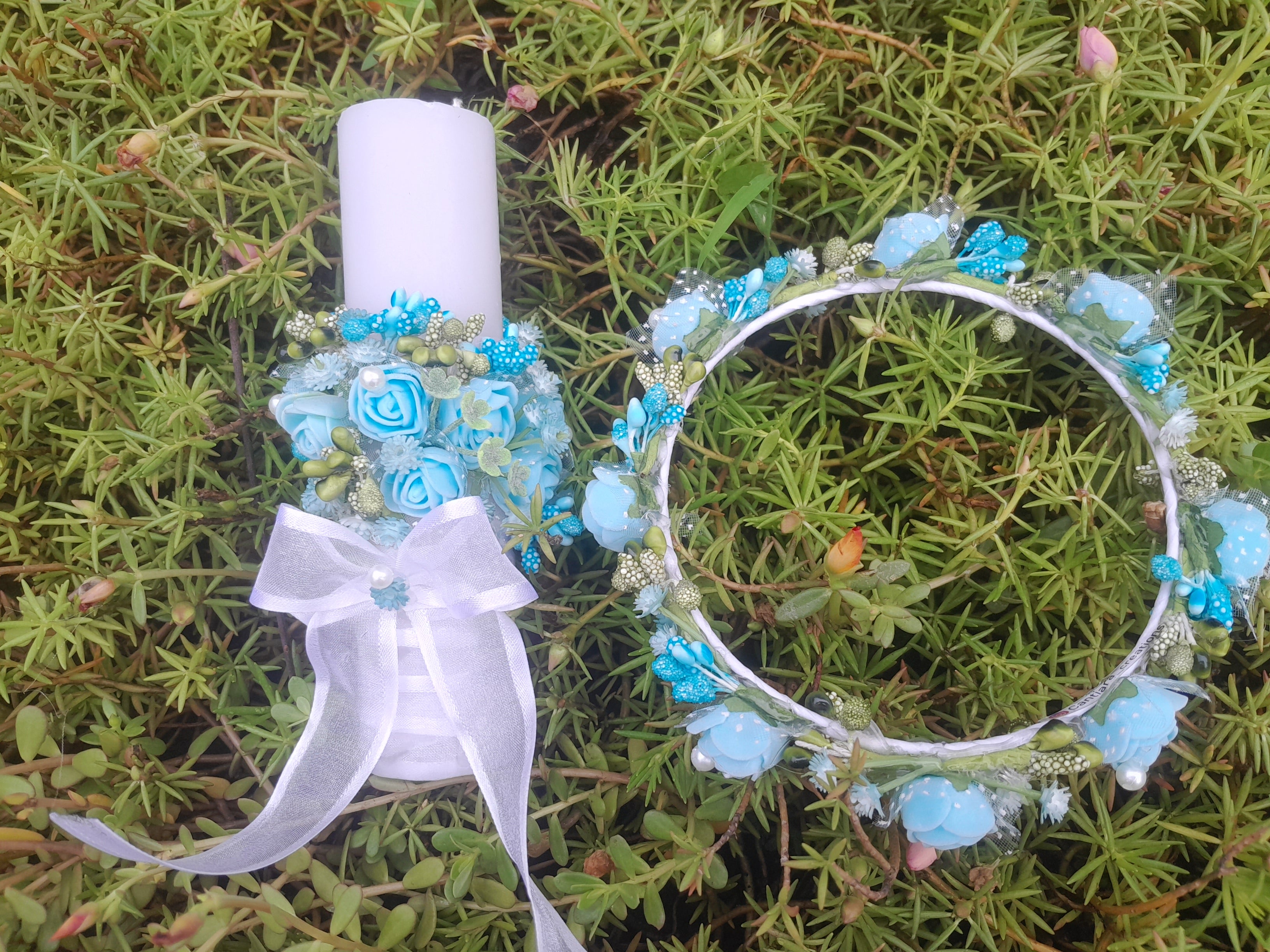 Decorated candle for Baptism and Holy communion