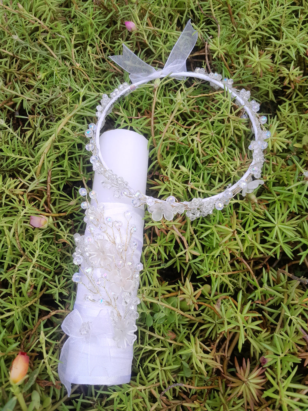 Decorated candle and crown baptism /holy communion