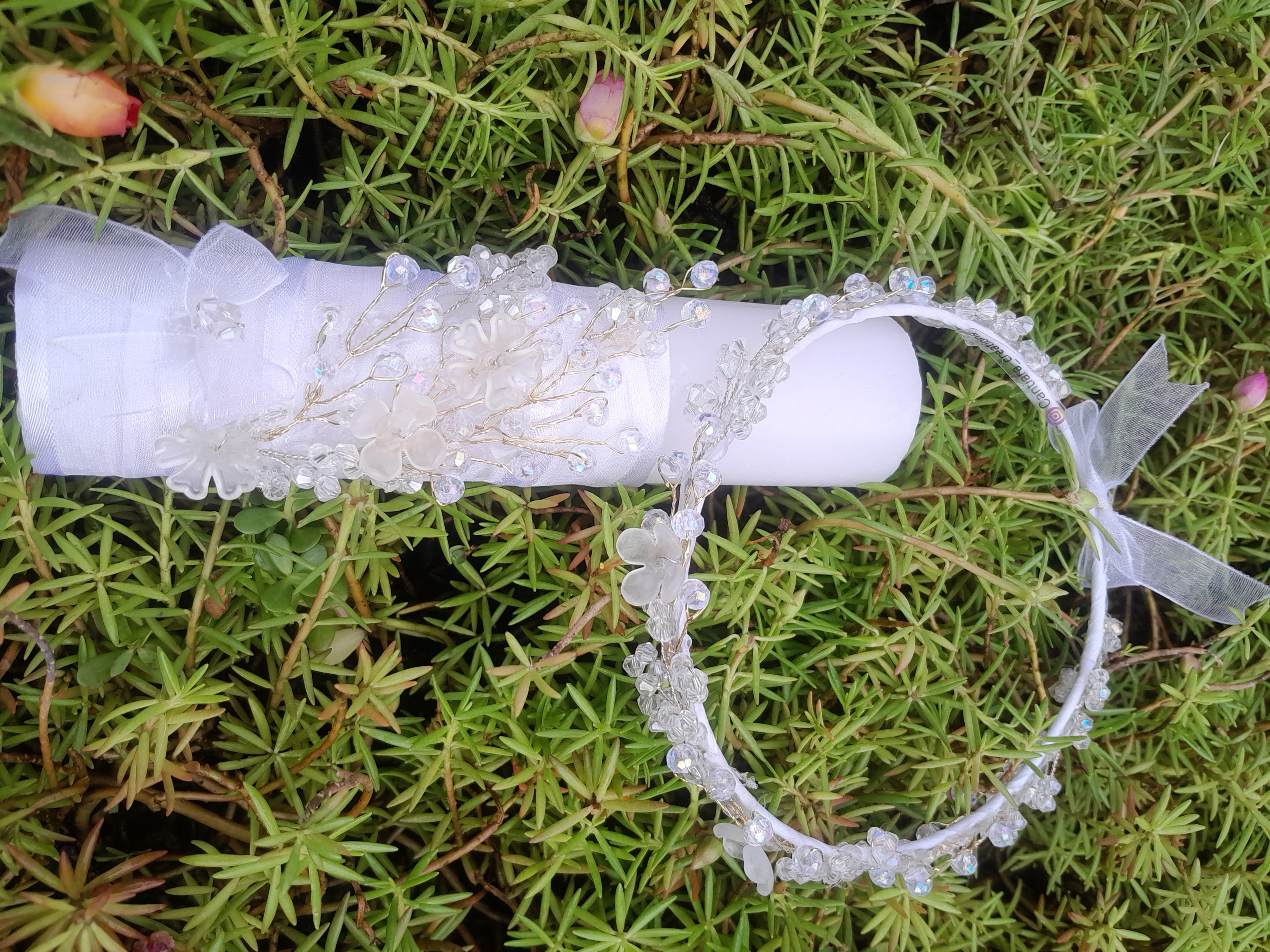 Decorated candle and crown baptism /holy communion