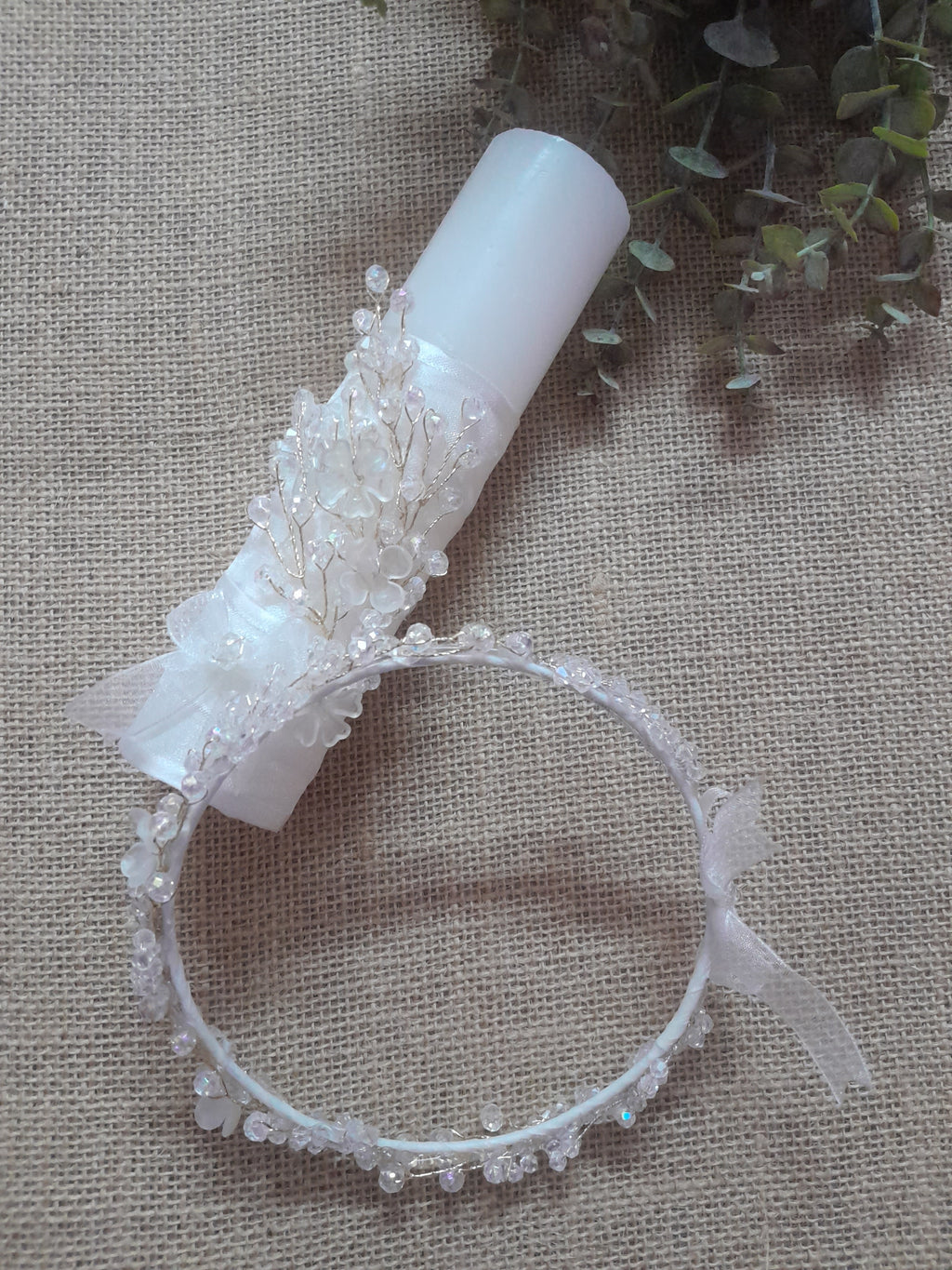 Decorated candle and crown baptism /holy communion