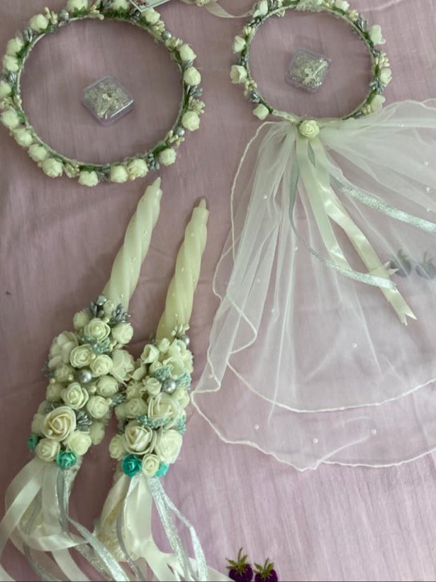 Decorated candle and crown baptism /holy communion