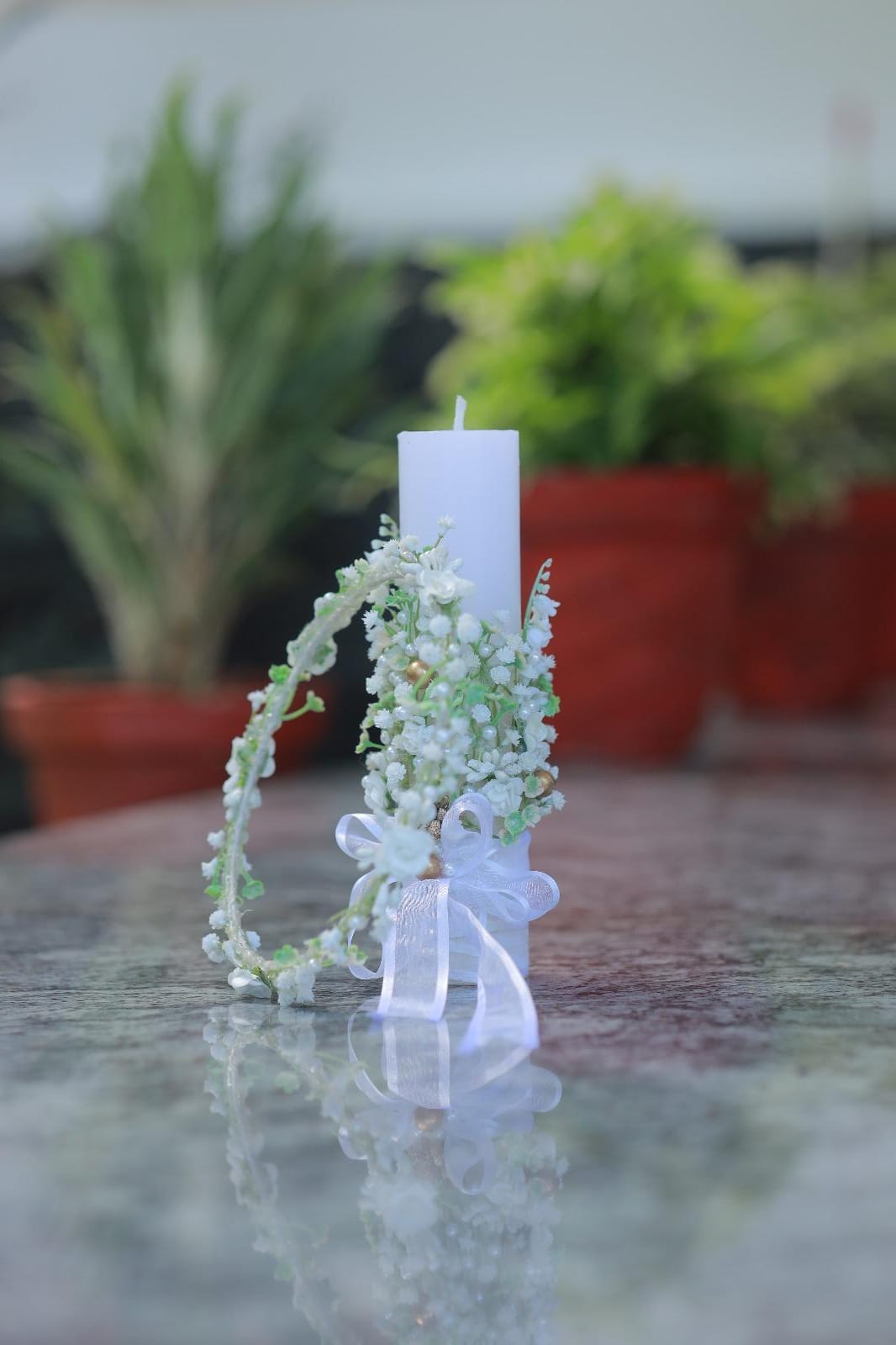 Decorated candle and crown baptism /holy communion