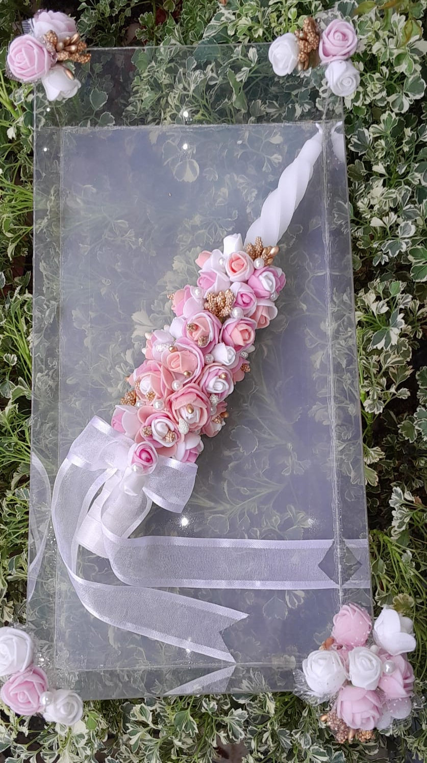 Decorated candle  baptism /holy communion