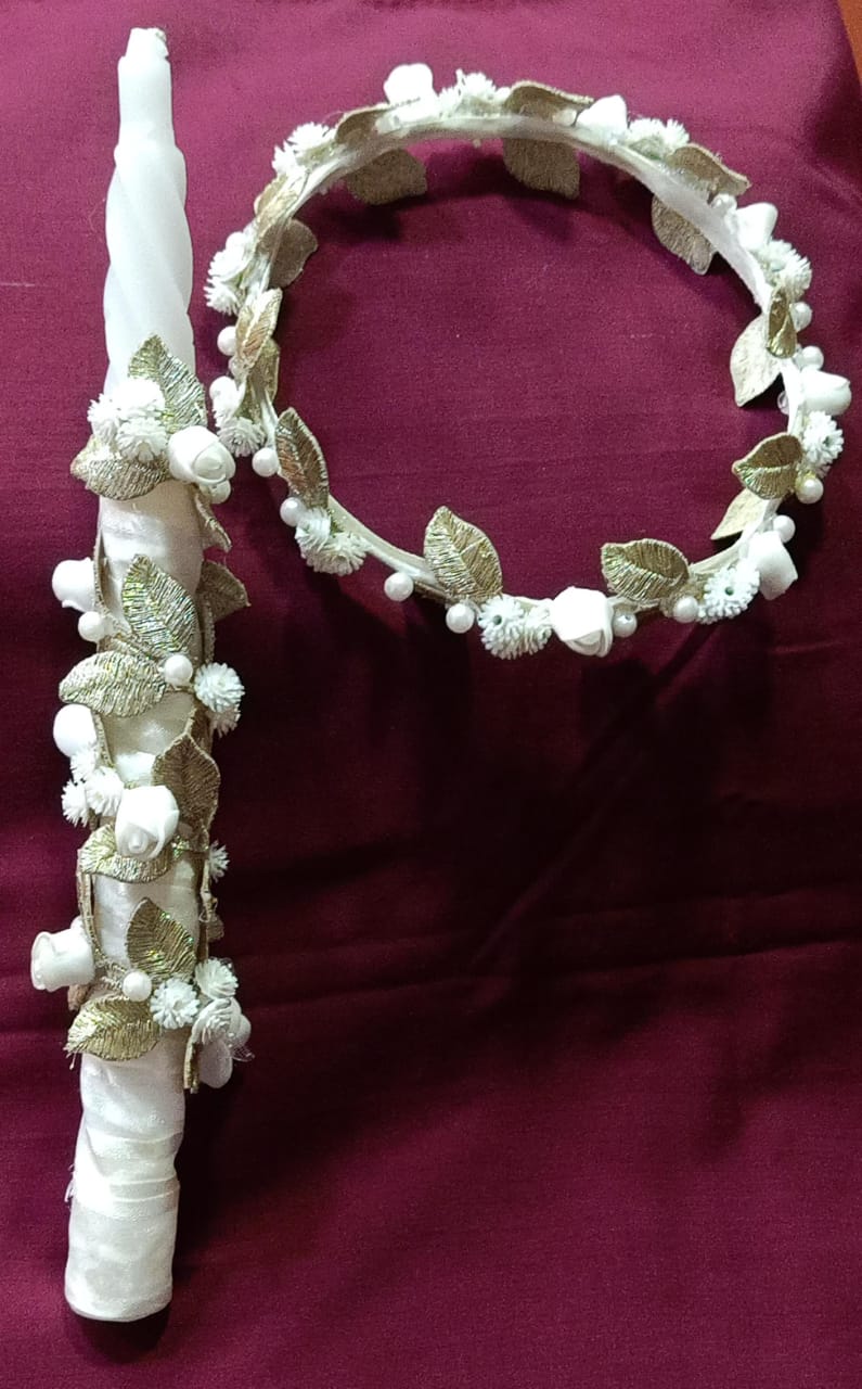 Baptism candle and crown