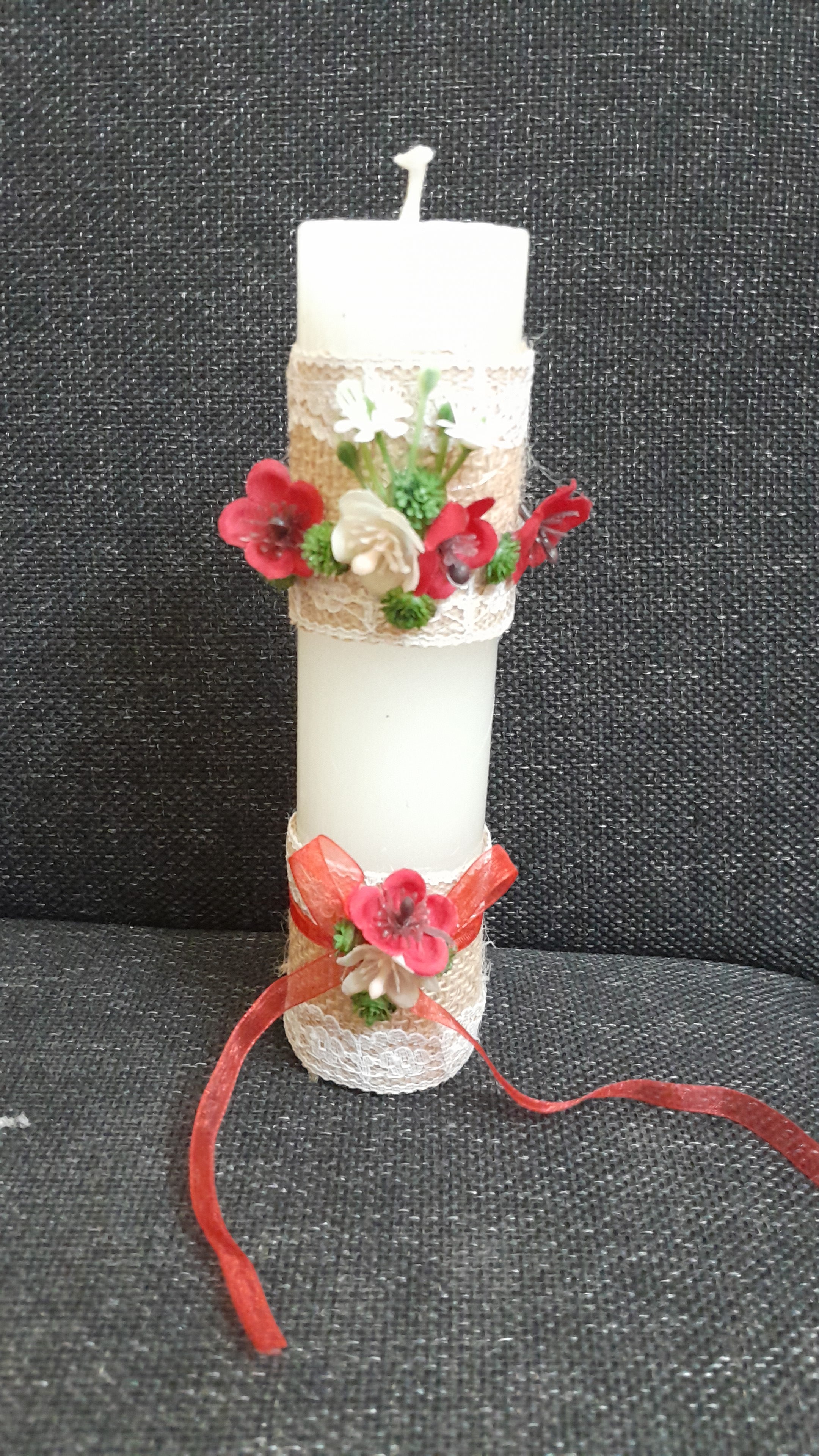 Decorated Christmas candle