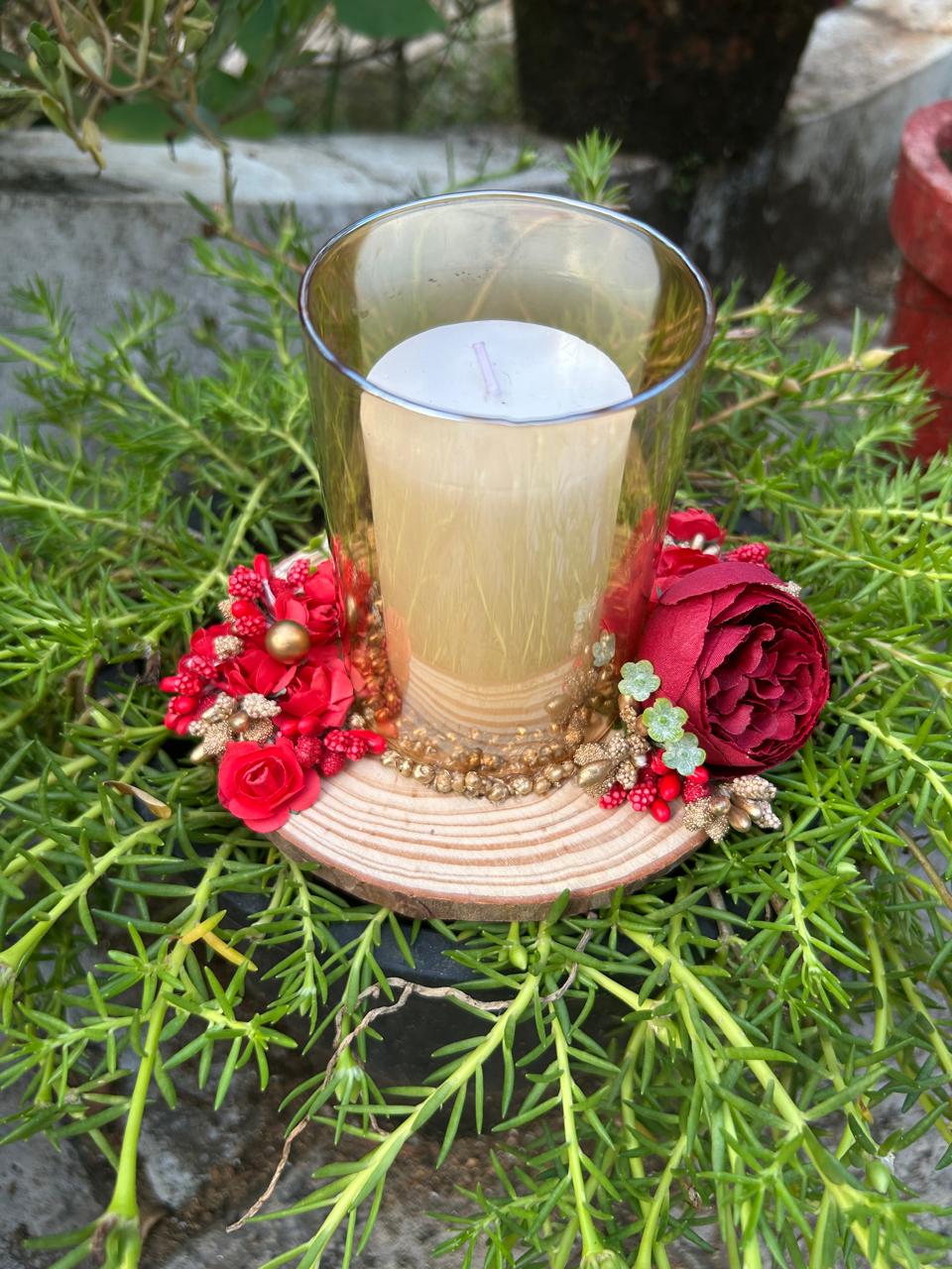 Welcome glass attached candle/wedding /House warming