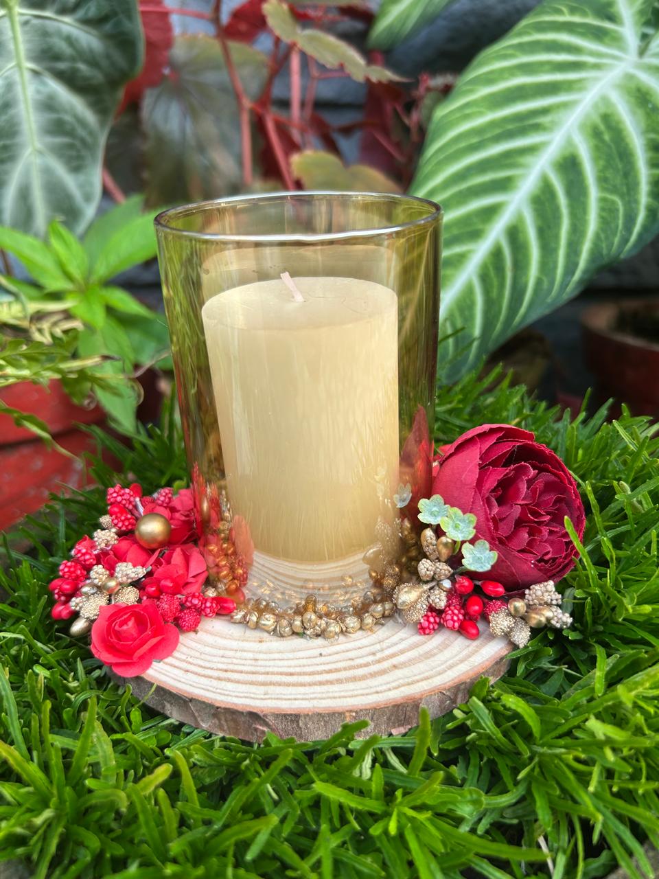 Welcome glass attached candle/wedding /House warming