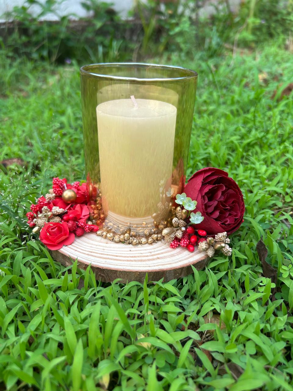 Welcome glass attached candle/wedding /House warming