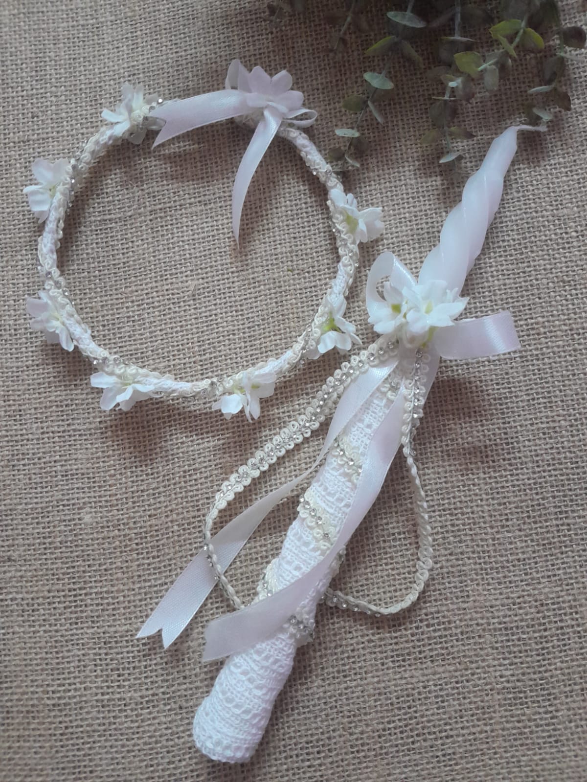 Lace candle and crown