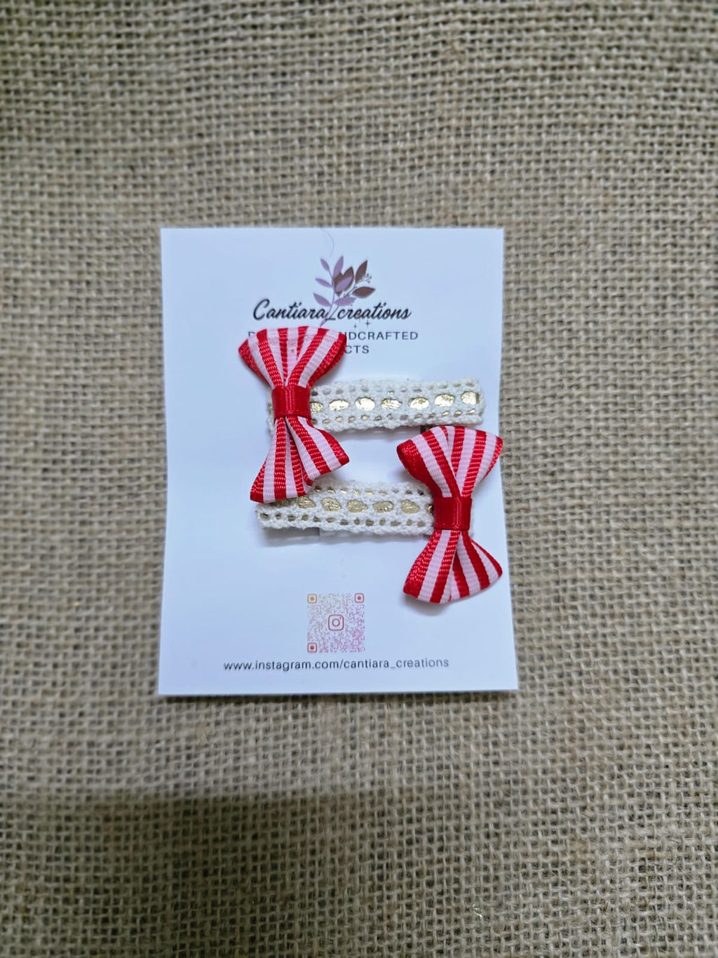 Hair clip crochet lace red bow christmas