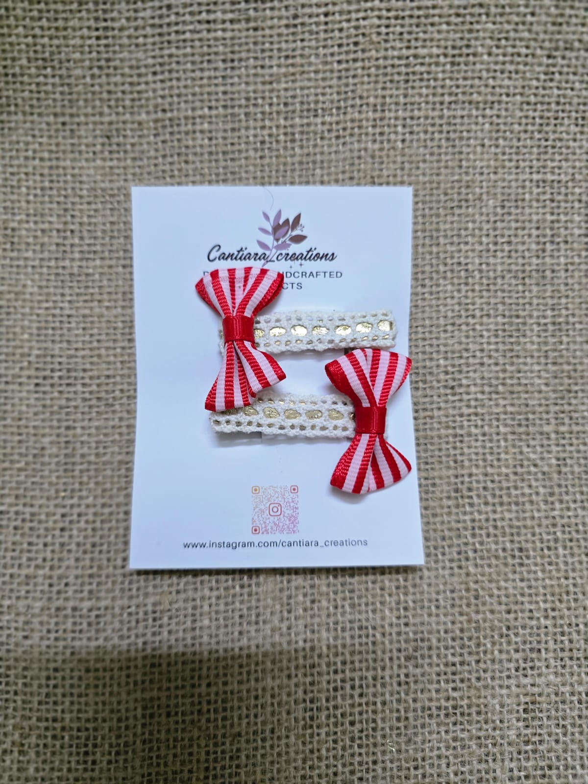 Hair clip crochet lace red bow christmas