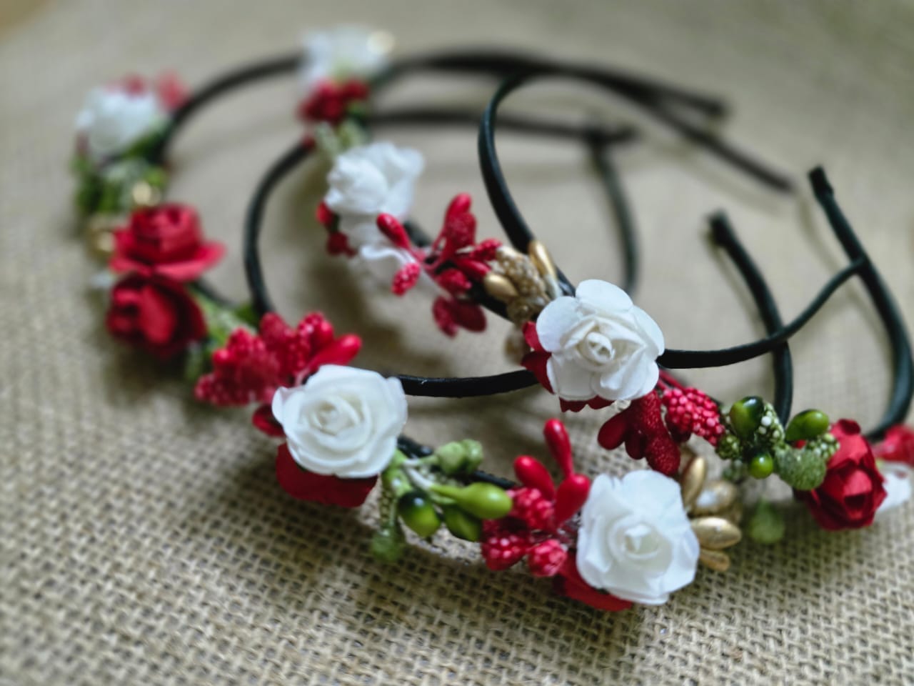 Christmas  Red Hair bows with flowers
