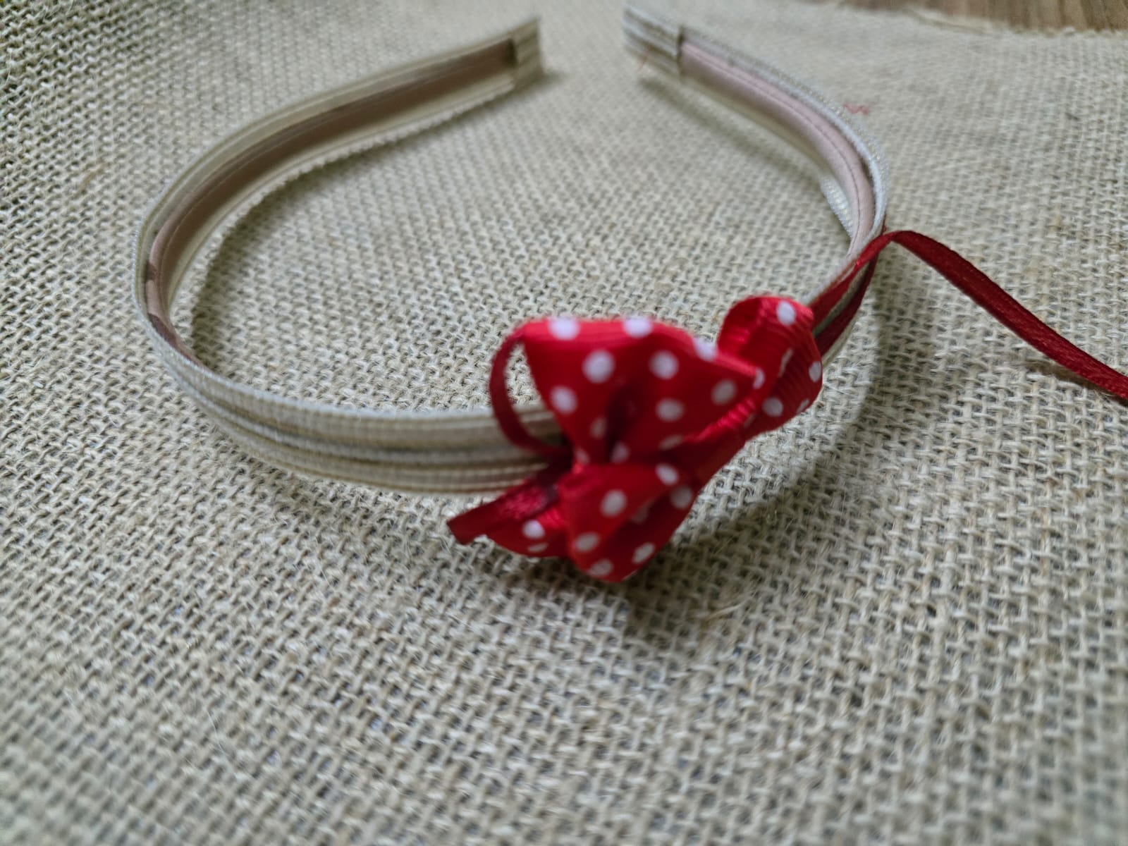 Christmas  cream lace hairbands with red bows