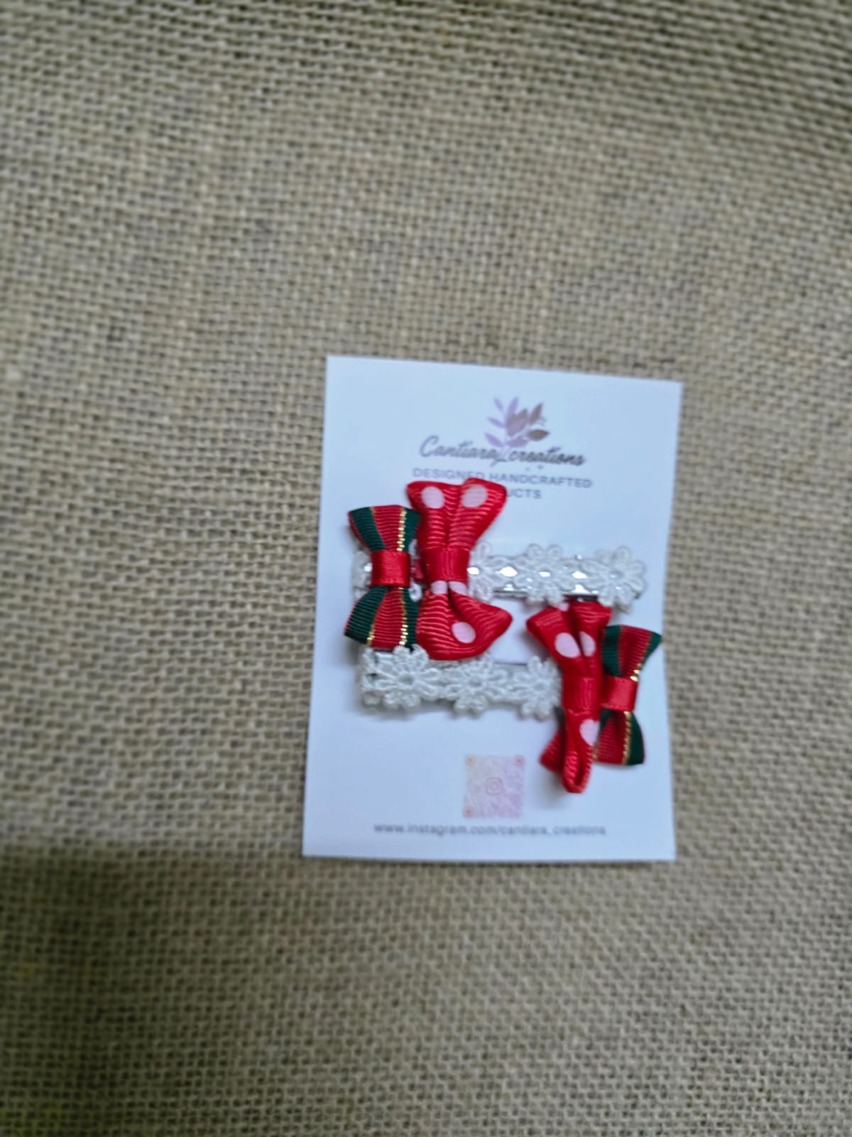 Hair laceclip  christmas doublebow