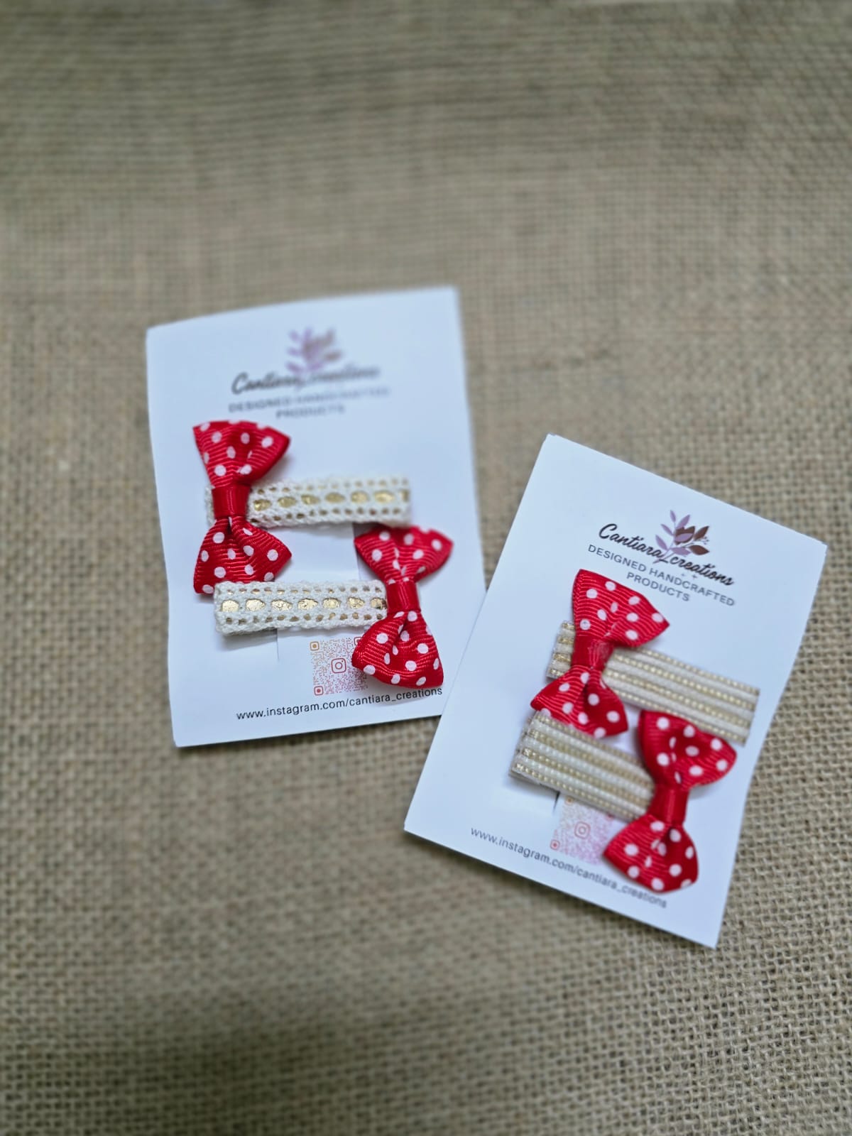 Hair clip crochet lace red bow christmas