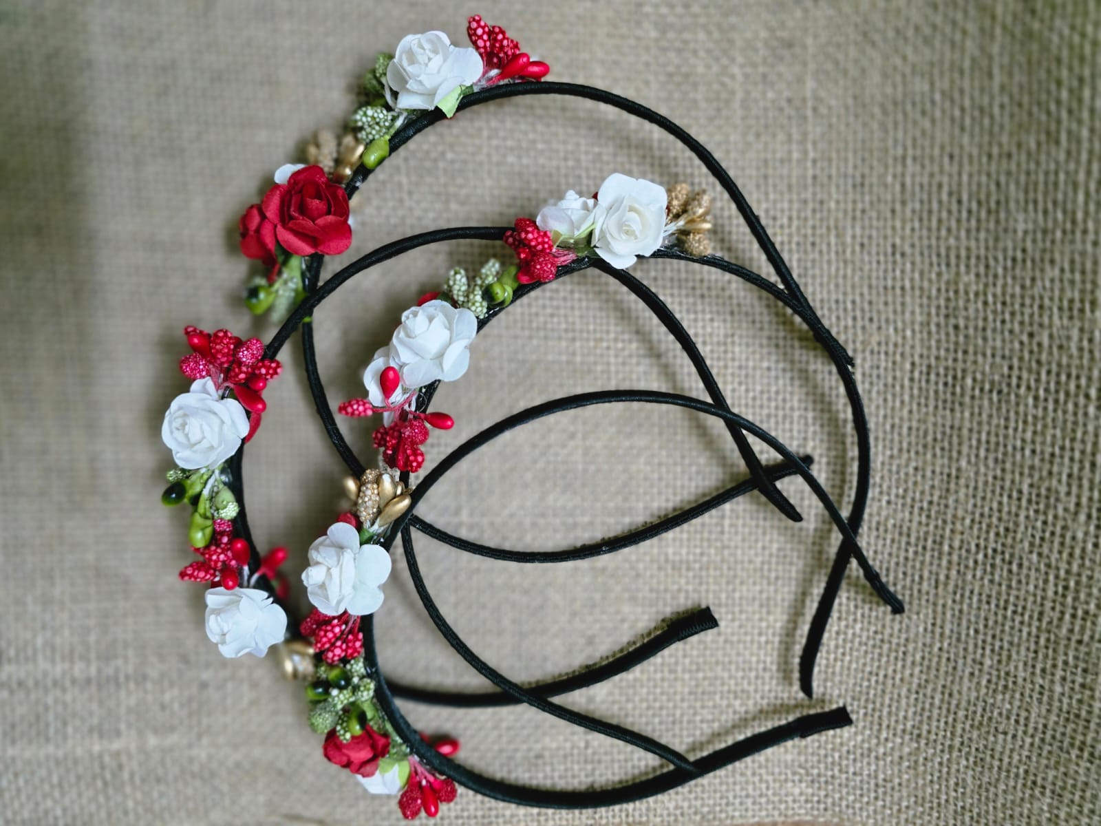 Christmas  Red Hair bows with flowers
