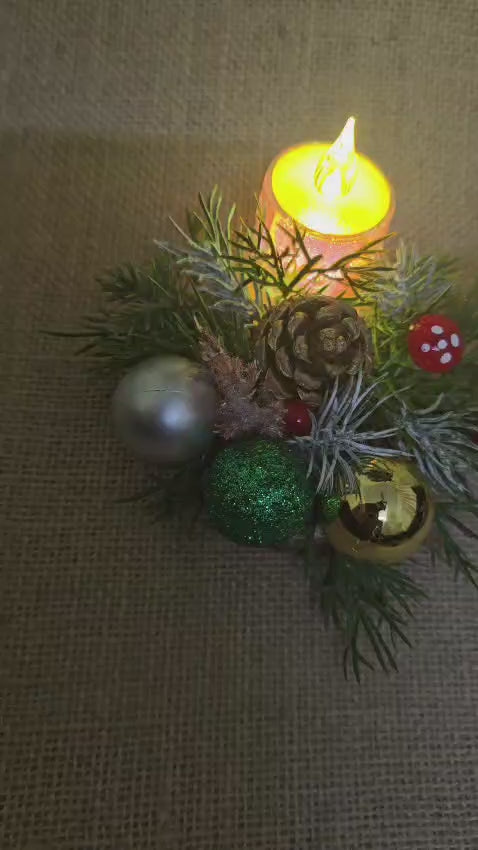 Pine,Balls and Candle  table center decor